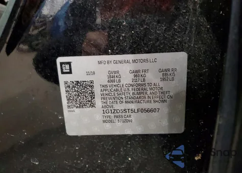 2020 Chevrolet Malibu Lt z USA, uszkodzony, nr VIN 1G1ZD5ST5LF056607